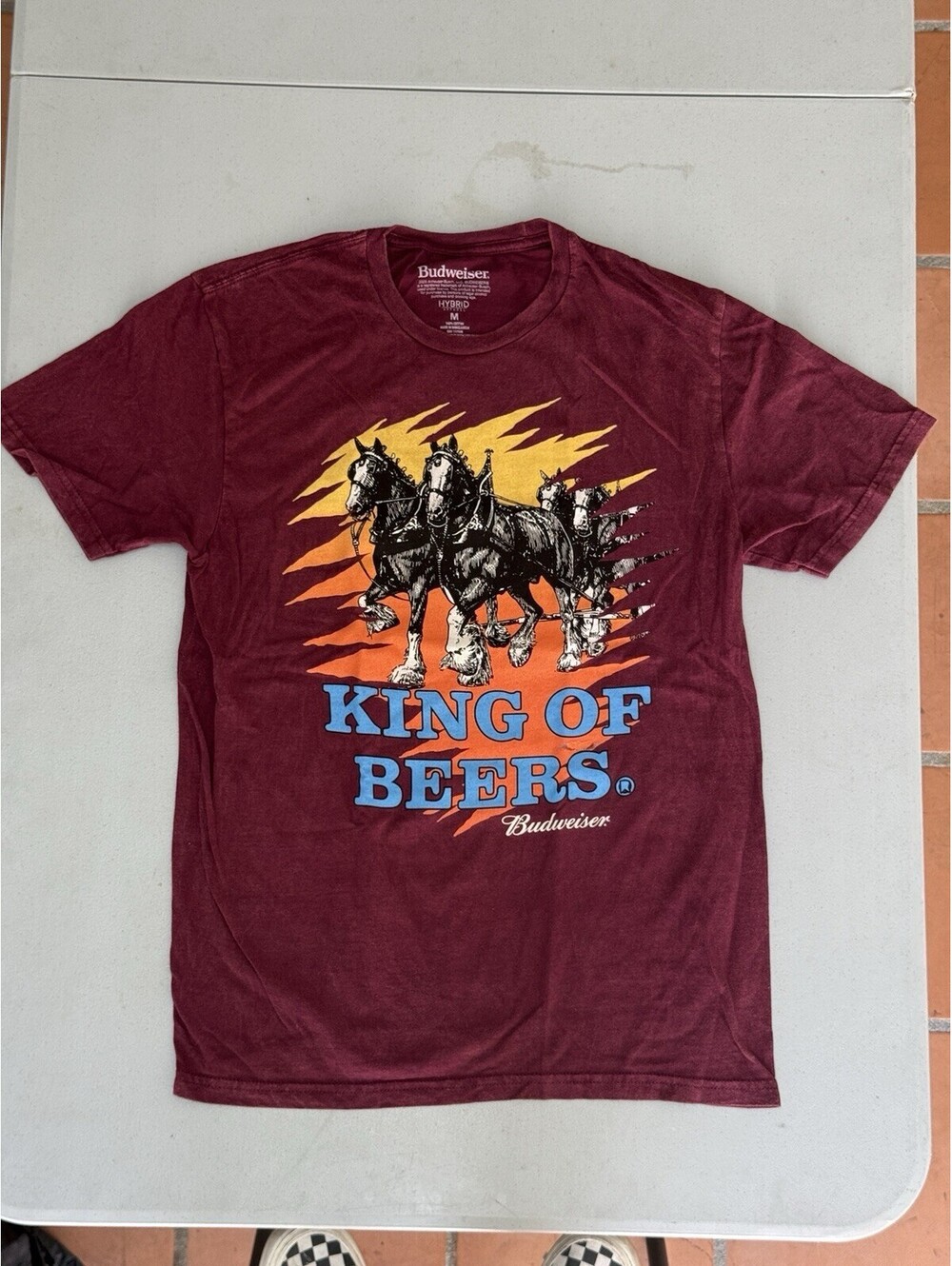 New Licensed Budweiser King Of Beers Vintage Wash Size Medium Beer T Shirt
